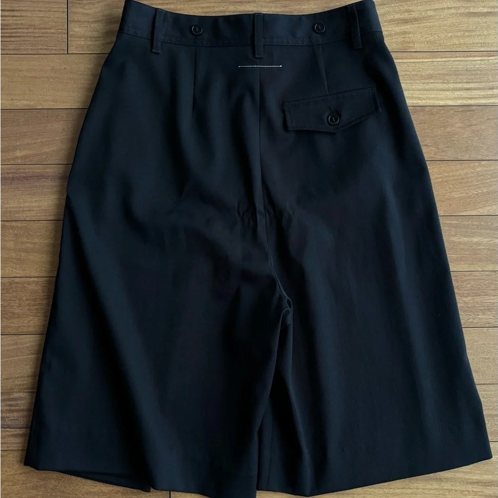 MM6 Maison Martin Margiela Black Short Suit Trousers Black Wide-Leg Culottes - Picture 8 of 14